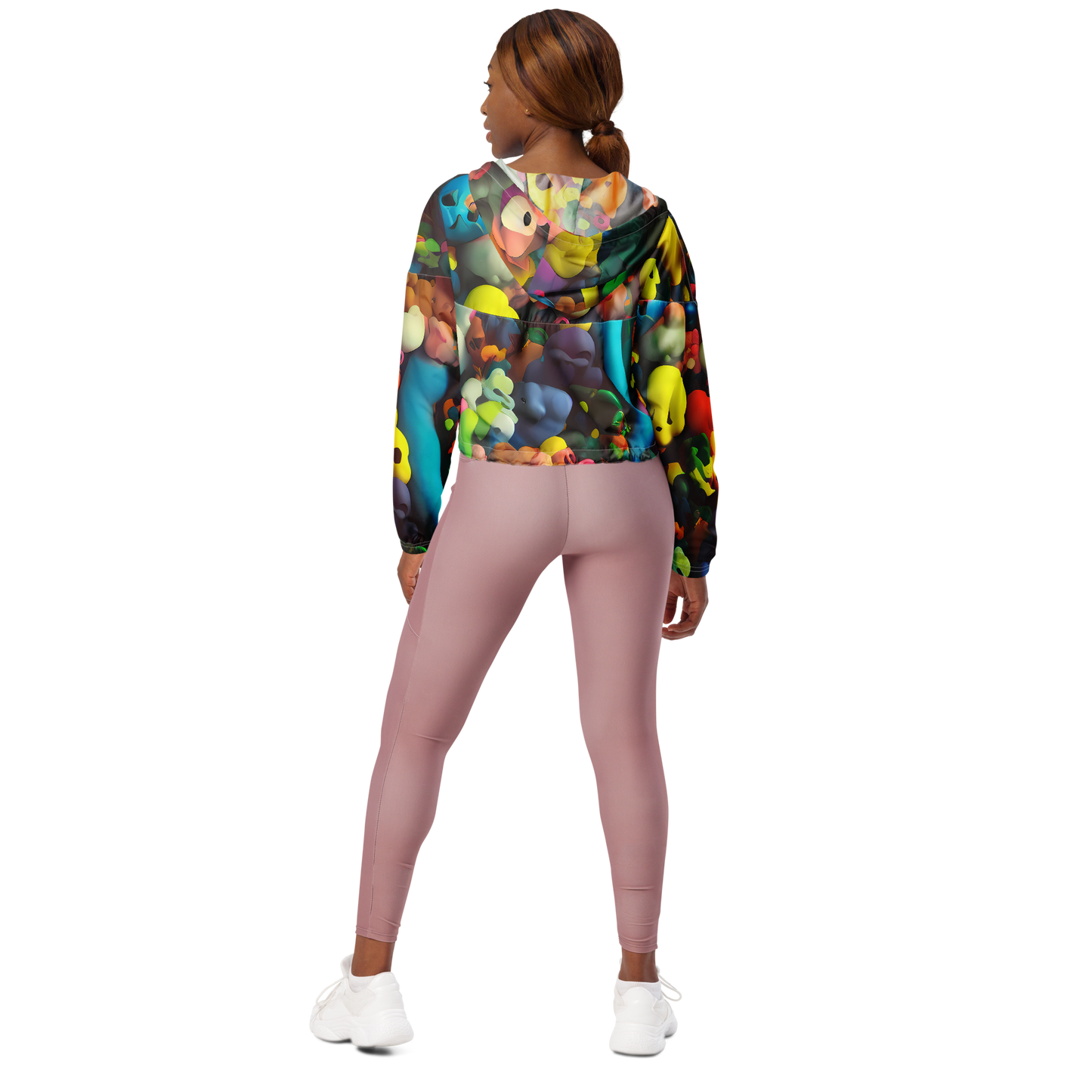 Women's Cropped Windbreaker - Bubble Pop Art