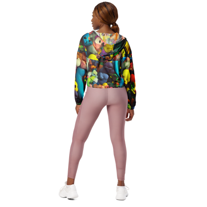 Women's Cropped Windbreaker - Bubble Pop Art