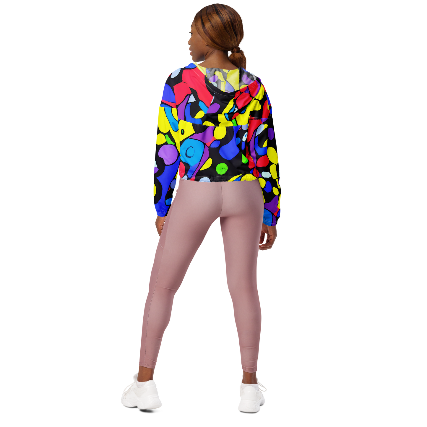 Women's Cropped Windbreaker - Miró's Mosaic