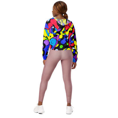 Women's Cropped Windbreaker - Miró's Mosaic