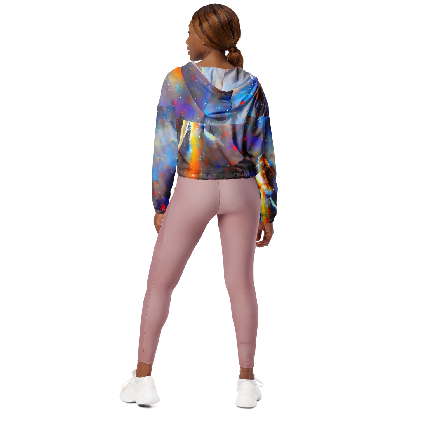 Women's Cropped Windbreaker - Impressionist Drift