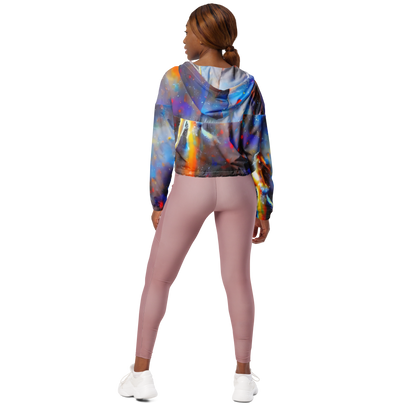 Women's Cropped Windbreaker - Impressionist Drift