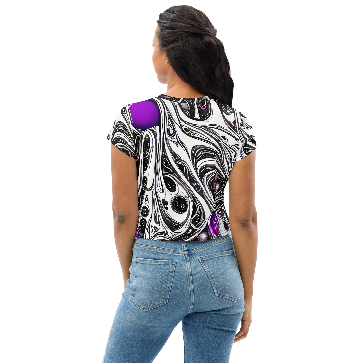 Women's Crop Tee - Neo-Noir Waves