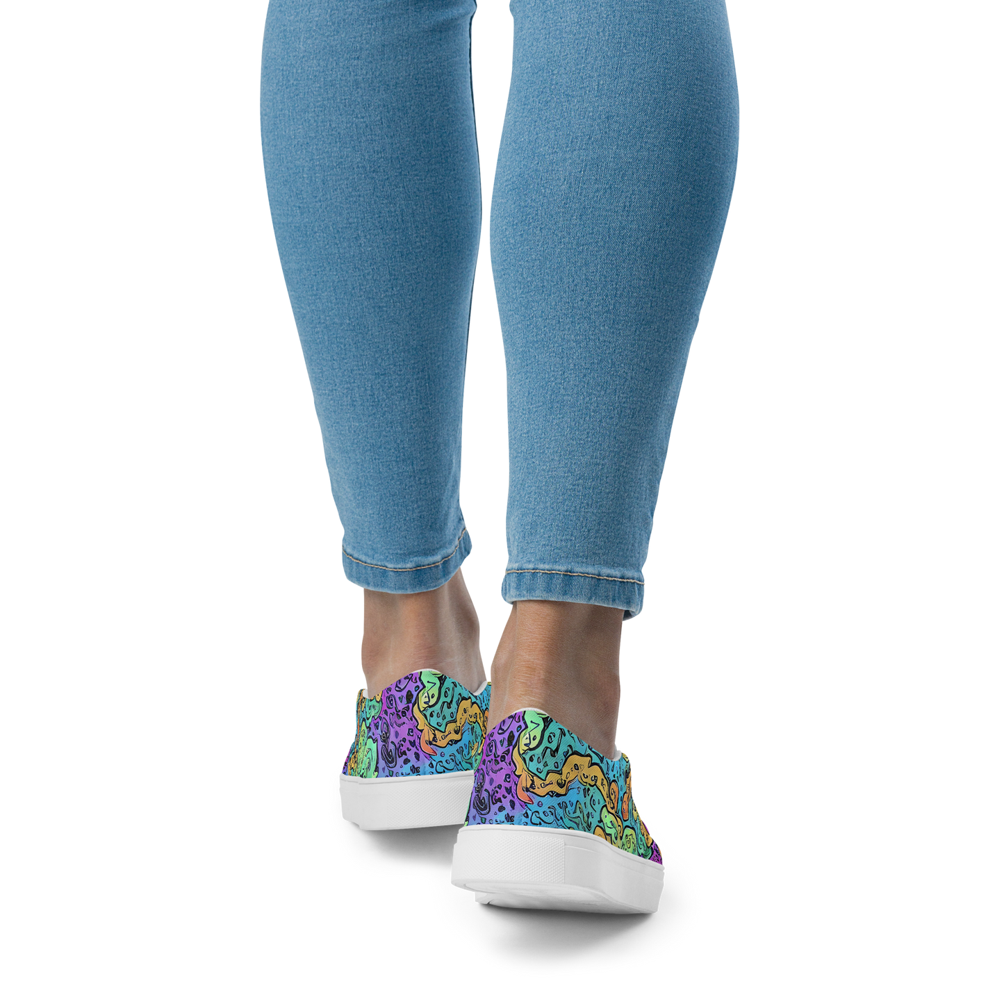 Women's Slip-On Canvas Shoes - Intergalactic Graffiti