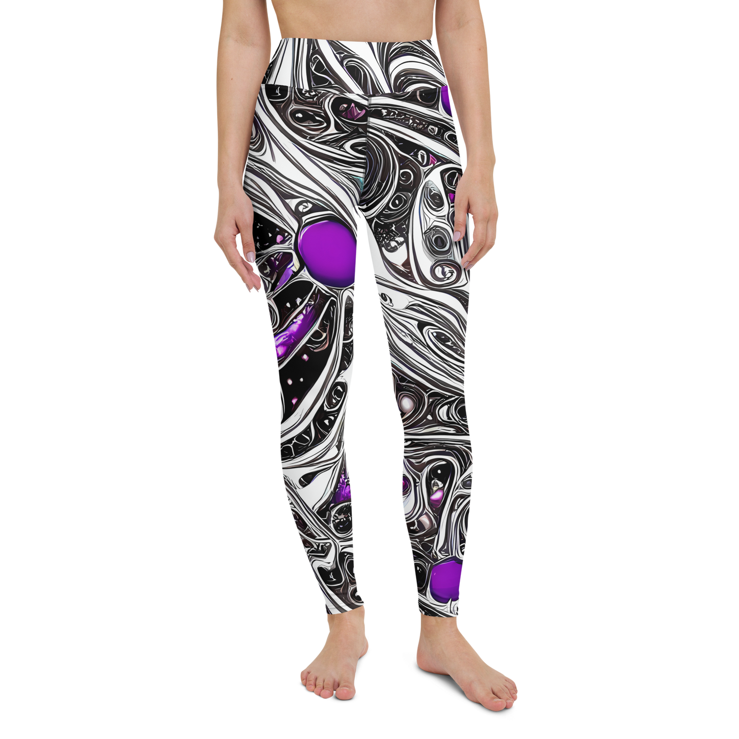 Yoga Leggings - Neo-Noir Waves