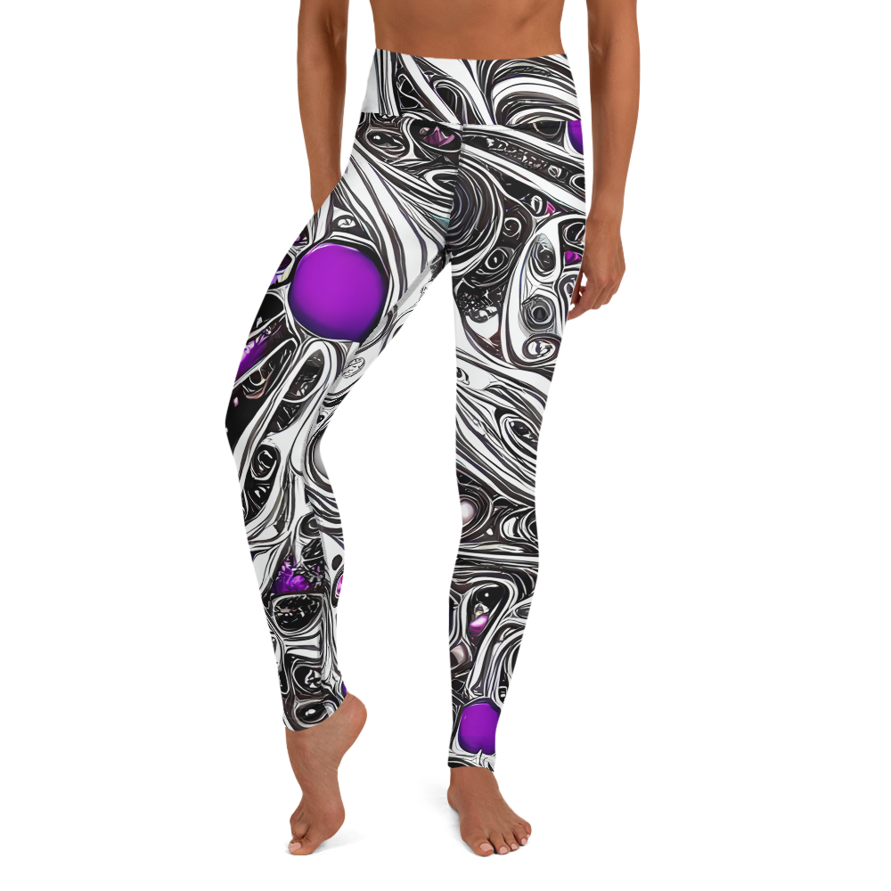 Yoga Leggings - Neo-Noir Waves