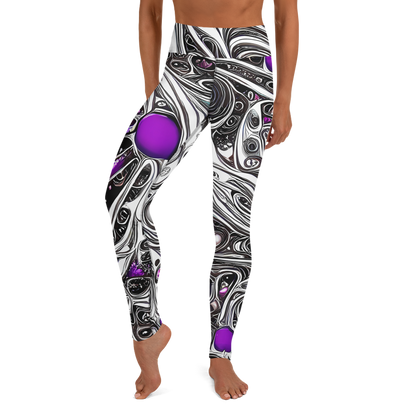 Yoga Leggings - Neo-Noir Waves