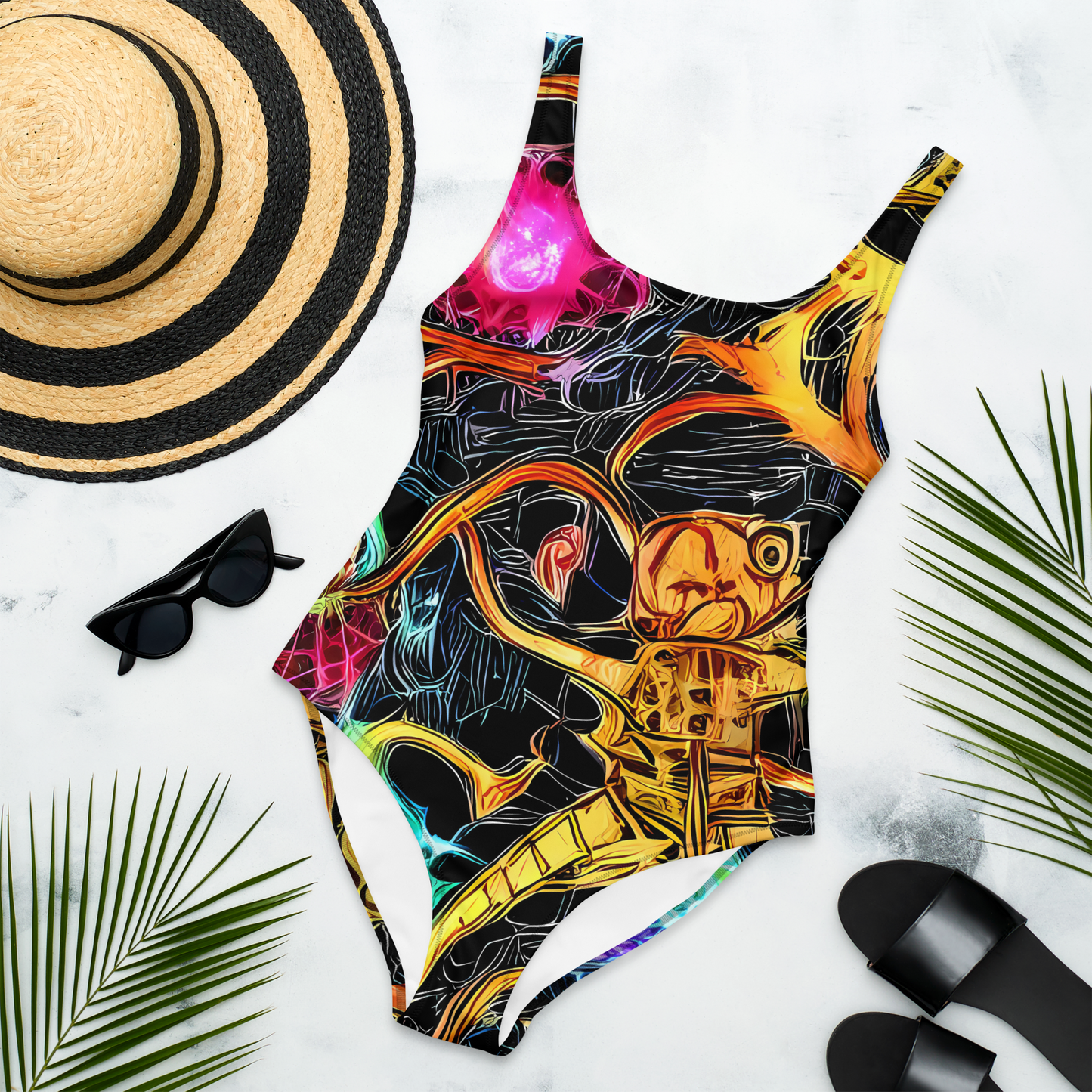 One-Piece Swimsuit - Psychedelic Pulsar