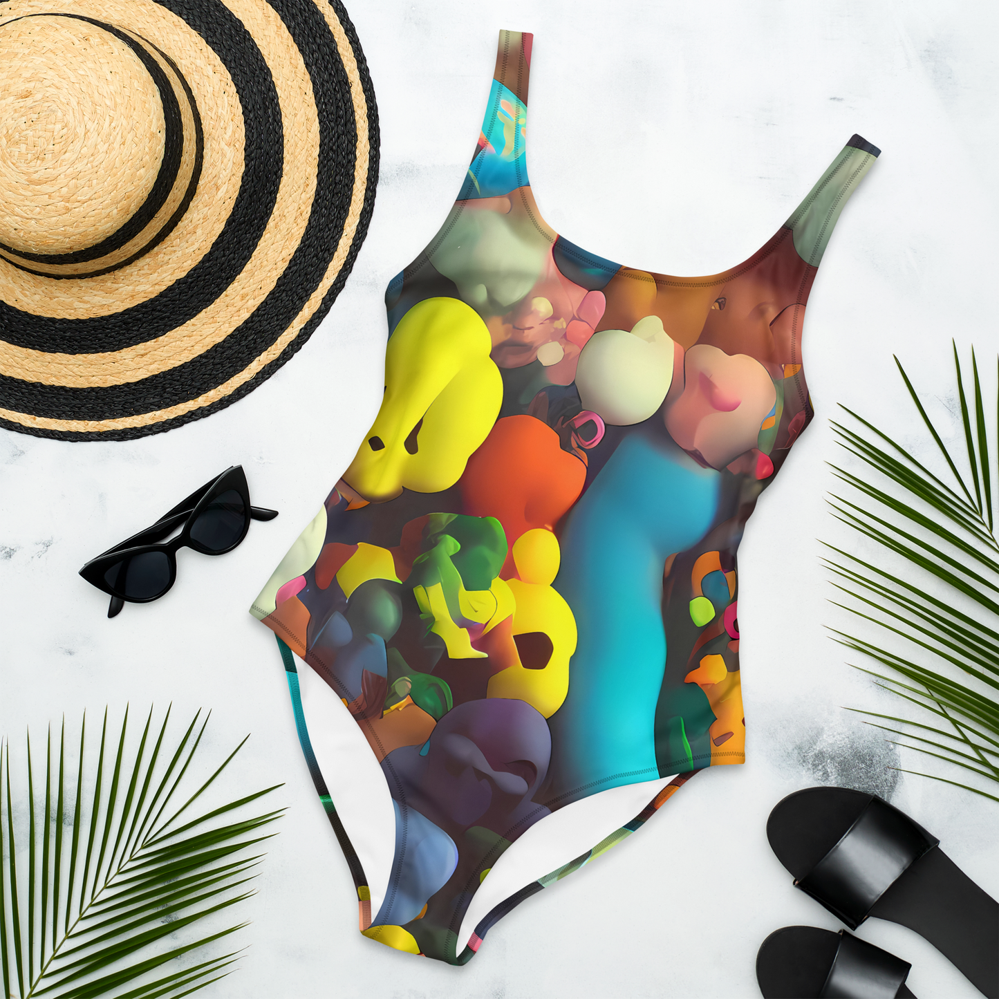 One-Piece Swimsuit - Bubble Pop Art