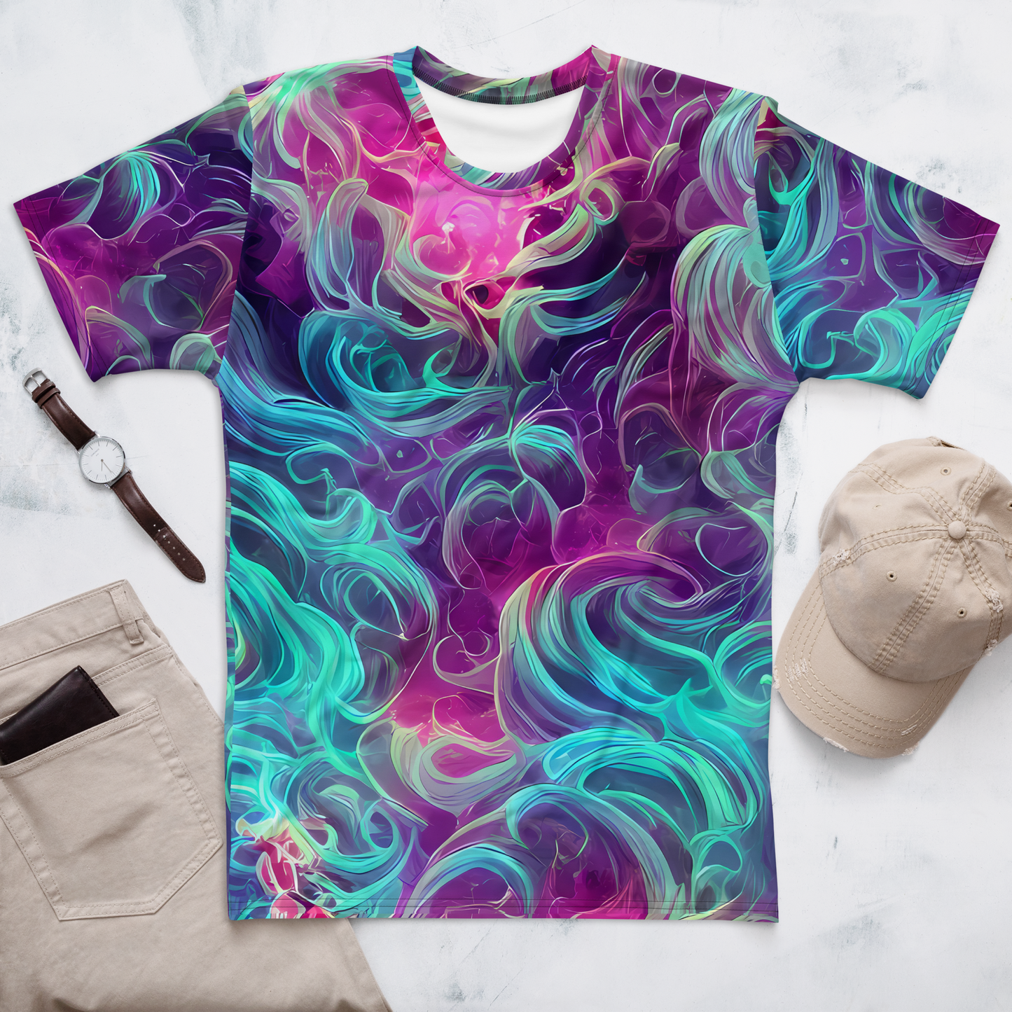 Men's Crew Neck T-Shirt - Galactic Bloom