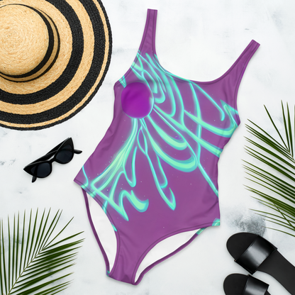 One-Piece Swimsuit - Neon Drift