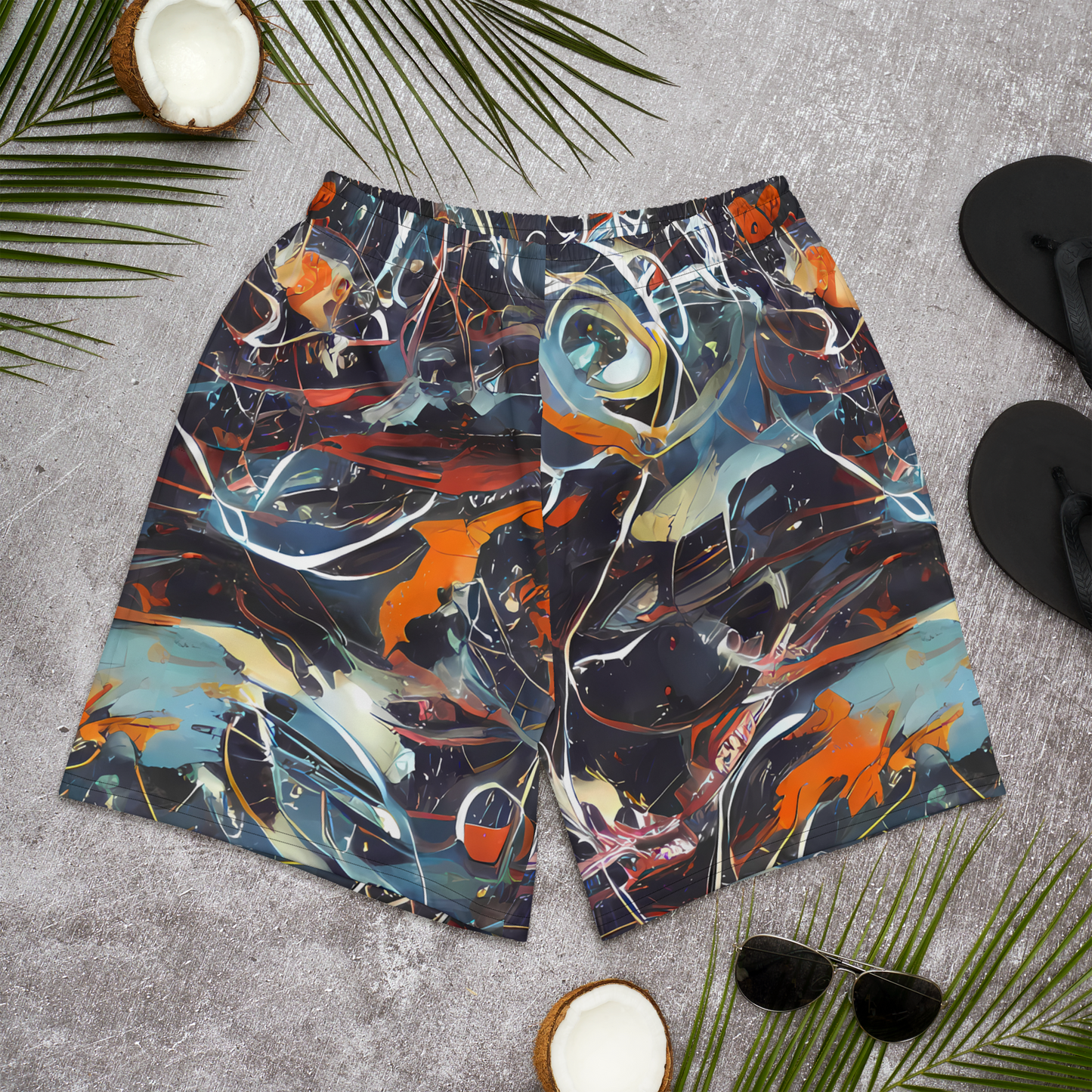 Men's Athletic Shorts - Neo-Splash Labyrinth