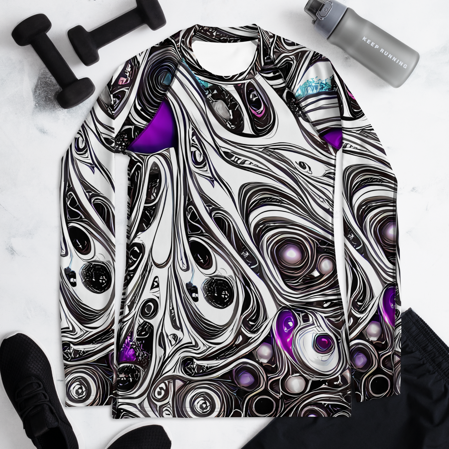 Women's Rash Guard - Neo-Noir Waves