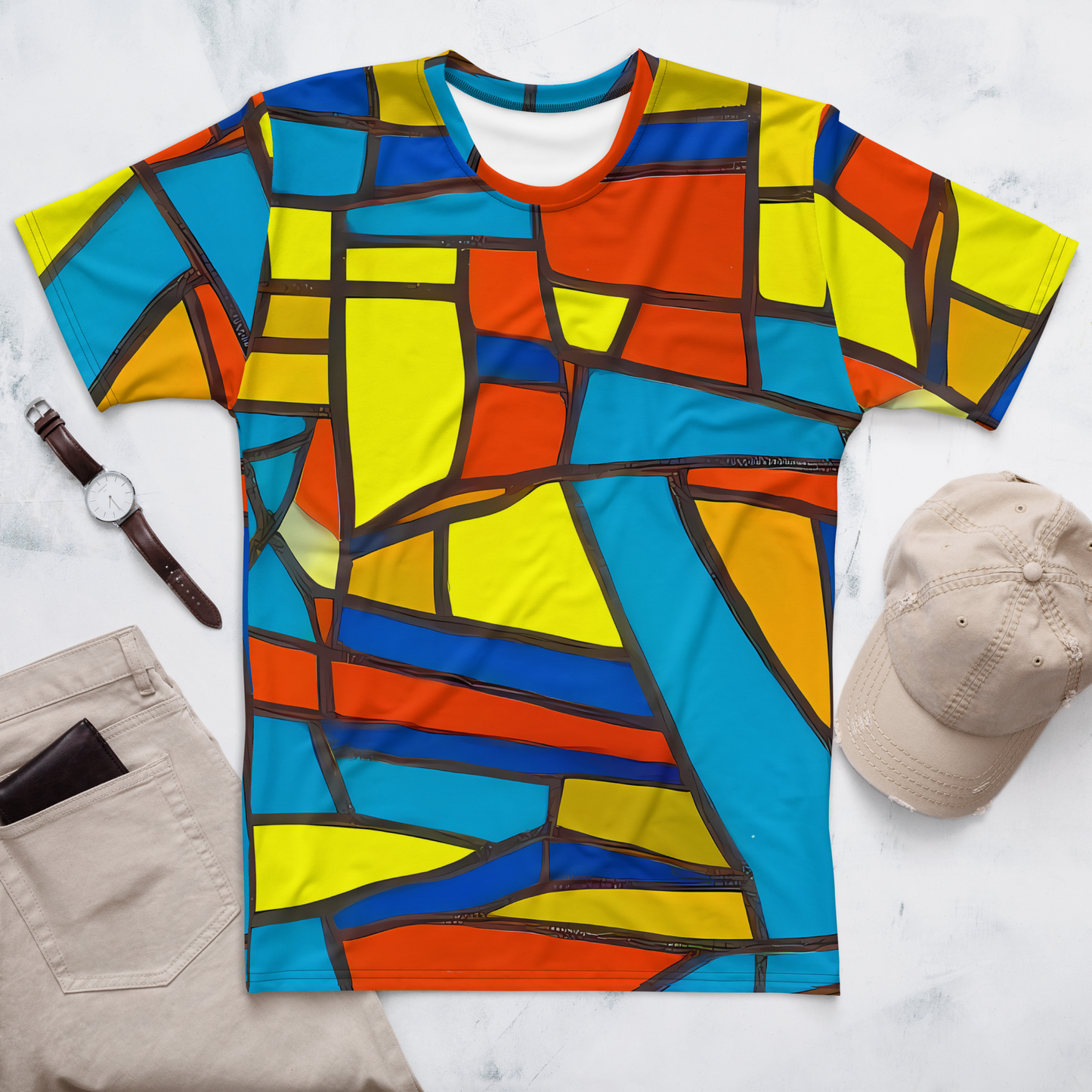 Men's Crew Neck T-Shirt - Mondrian Mesh