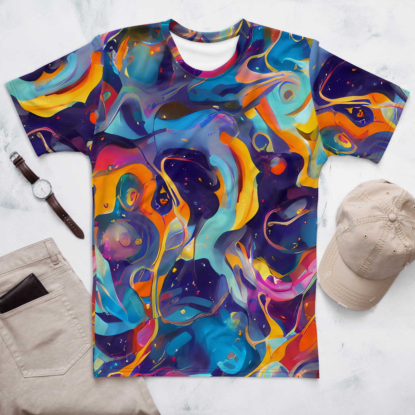 Men's Crew Neck T-Shirt - Whimsical Fusion