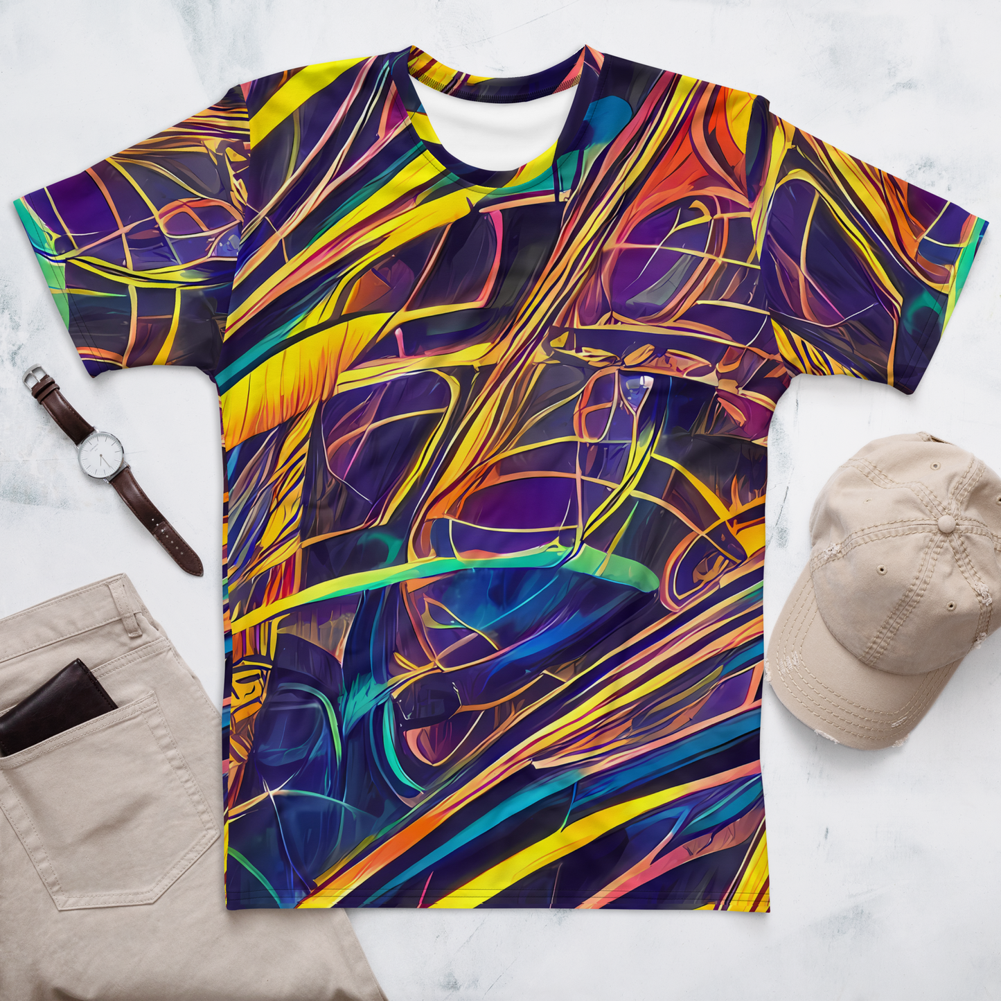 Men's Crew Neck T-Shirt - Vector Rhapsody