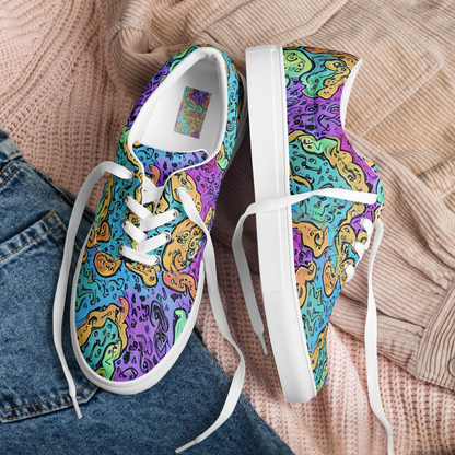 Men's Lace-Up Canvas Shoes - Intergalactic Graffiti