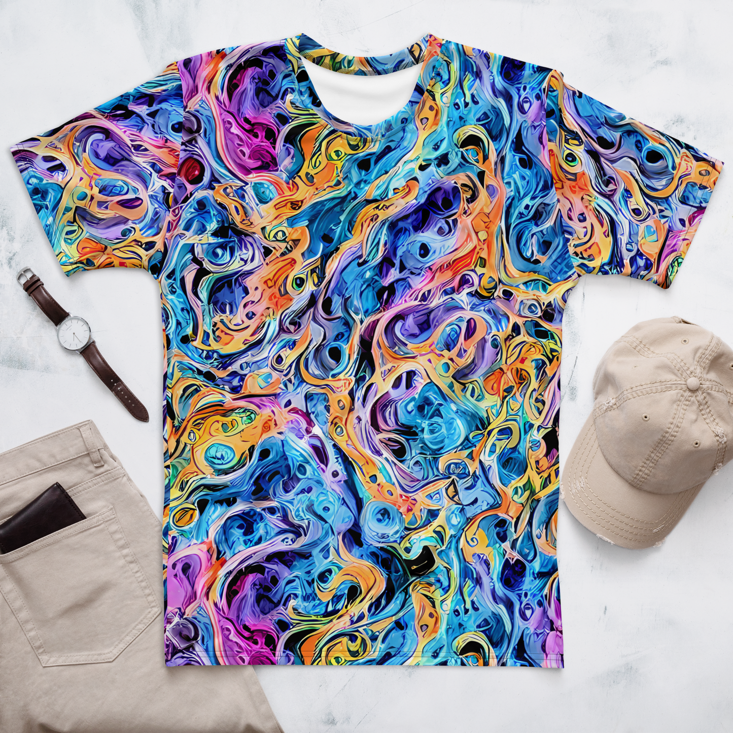 Men's Crew Neck T-Shirt - Rococo Vortex