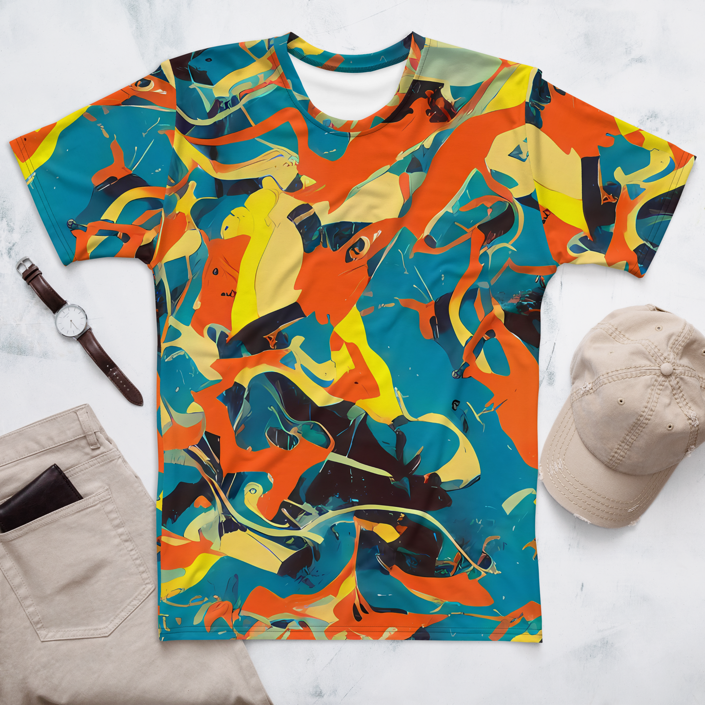 Men's Crew Neck T-Shirt - Abstract Tango