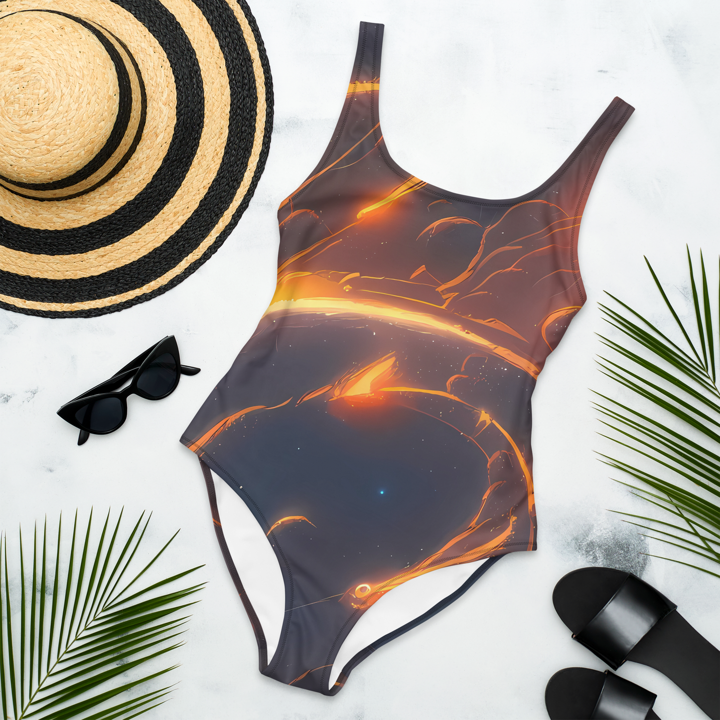 One-Piece Swimsuit - Inferno Spirals