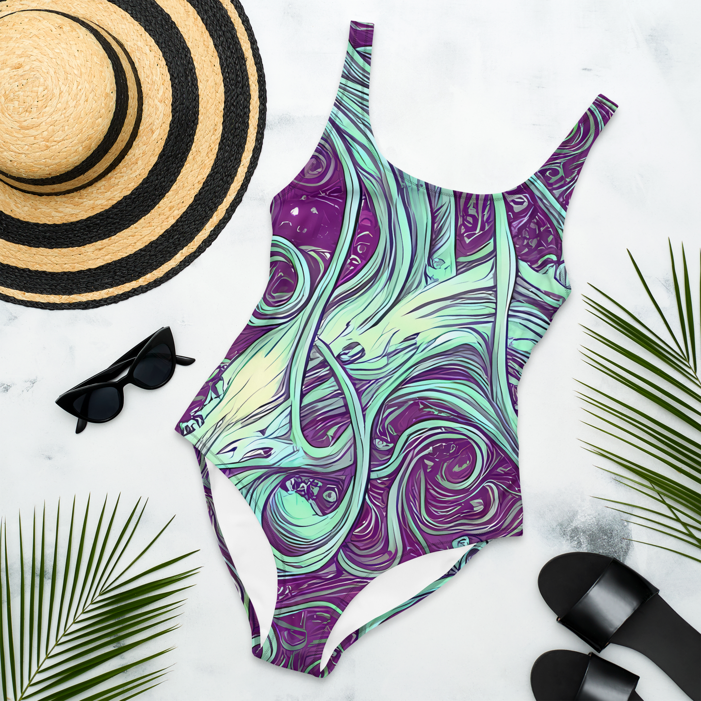 One-Piece Swimsuit - Temple Swirls