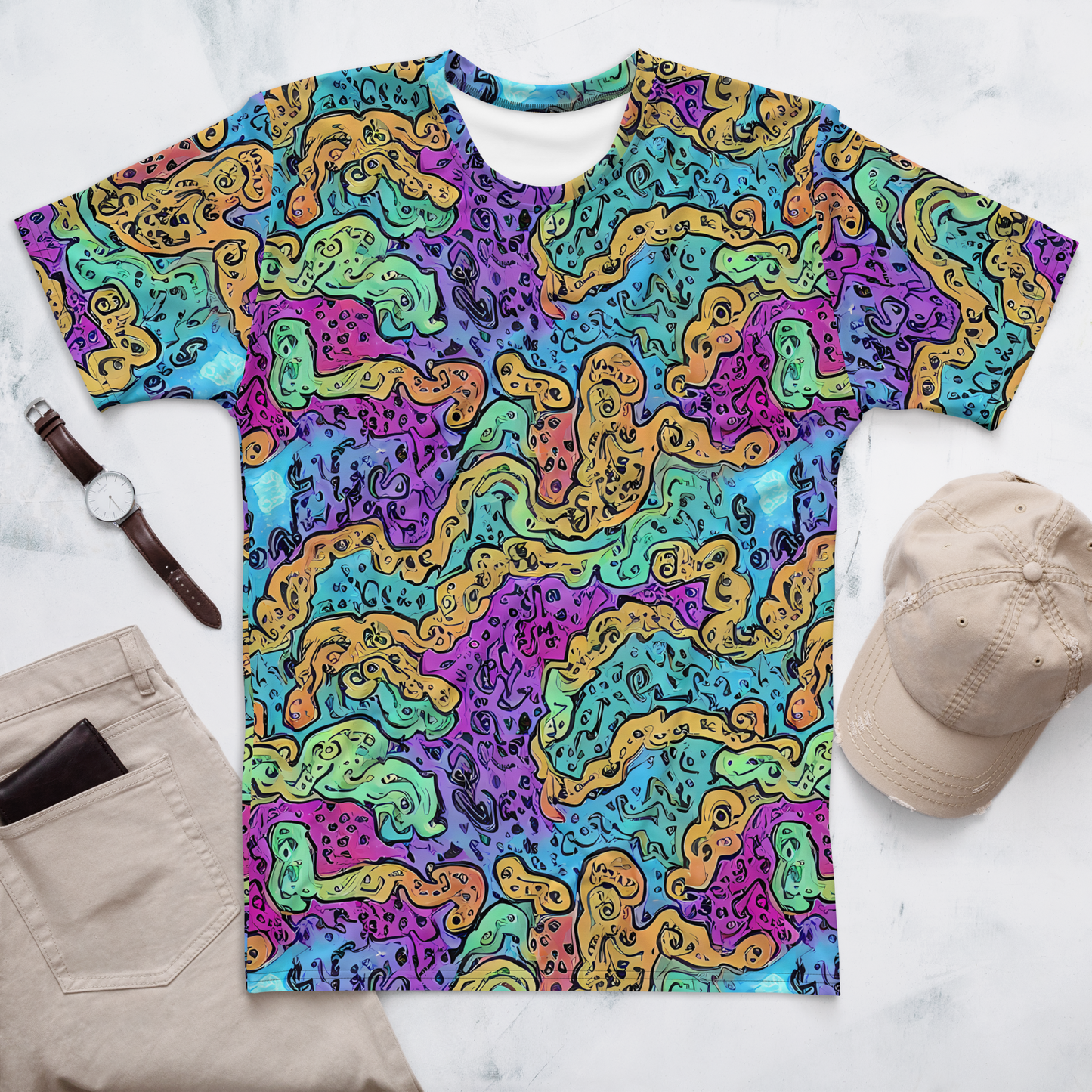 Men's Crew Neck T-Shirt - Intergalactic Graffiti