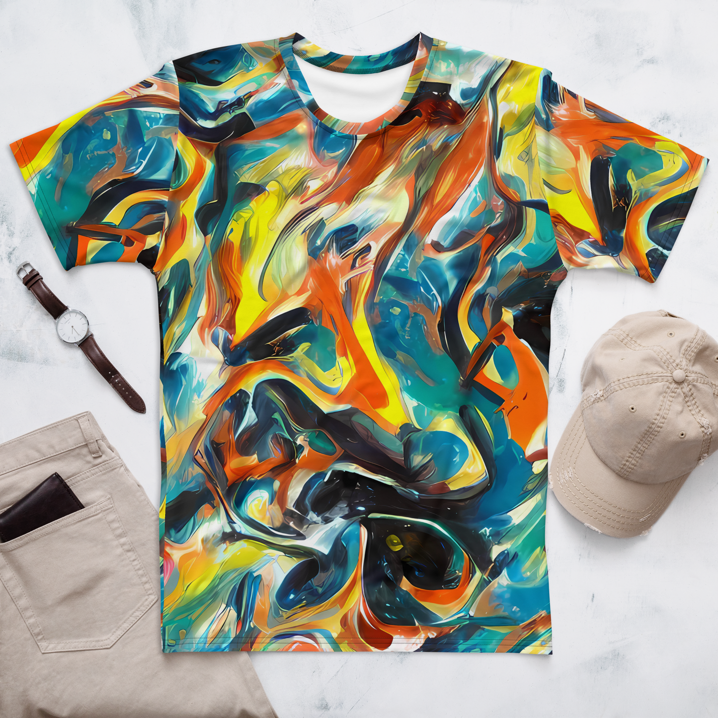 Men's Crew Neck T-Shirt - Chromatic Vortex