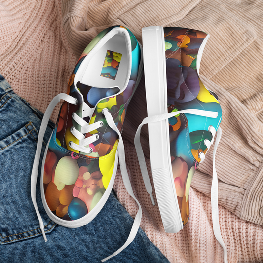 Men's Lace-Up Canvas Shoes - Bubble Pop Art