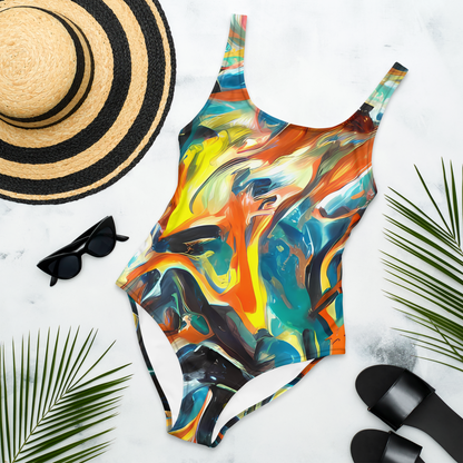 One-Piece Swimsuit - Chromatic Vortex