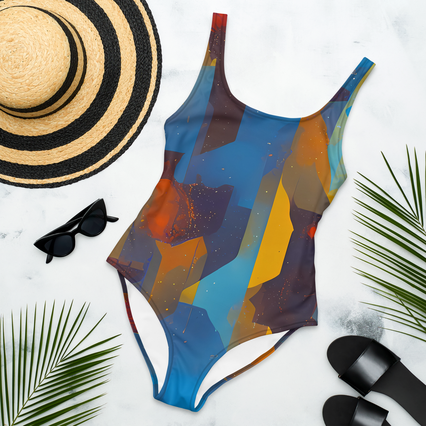 One-Piece Swimsuit - Cubist Dusk