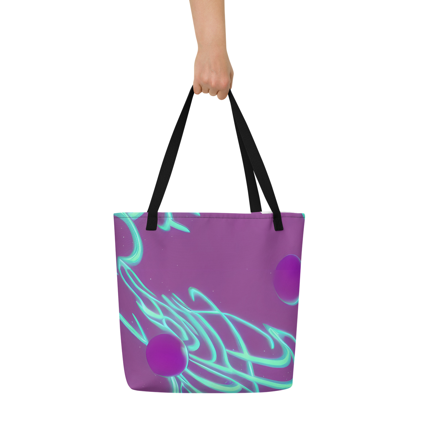 Large Tote Bag w/ Pocket - Neon Drift