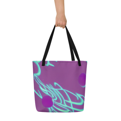 Large Tote Bag w/ Pocket - Neon Drift