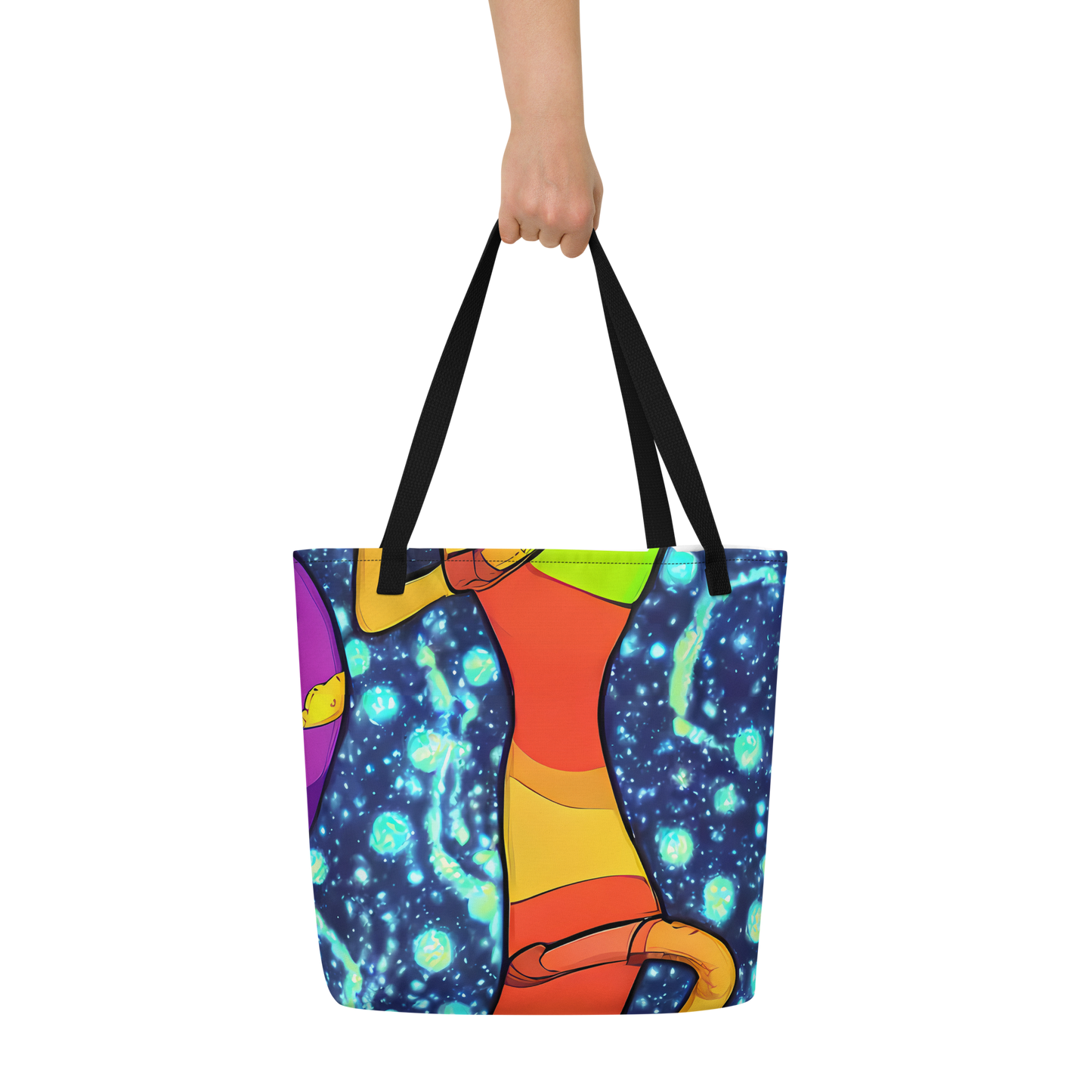 Large Tote Bag w/ Pocket - Cosmic Siblings