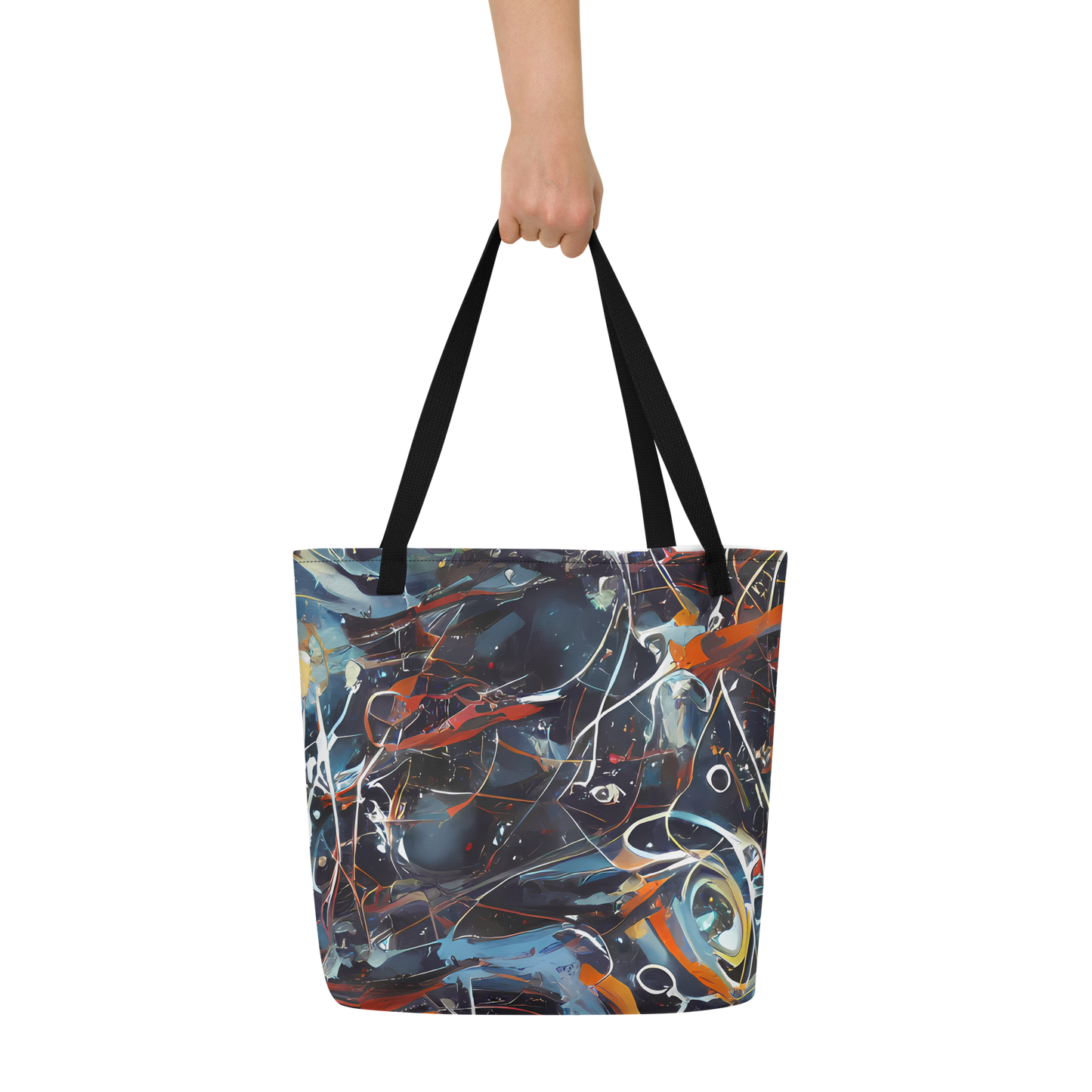 Large Tote Bag w/ Pocket - Neo-Splash Labyrinth