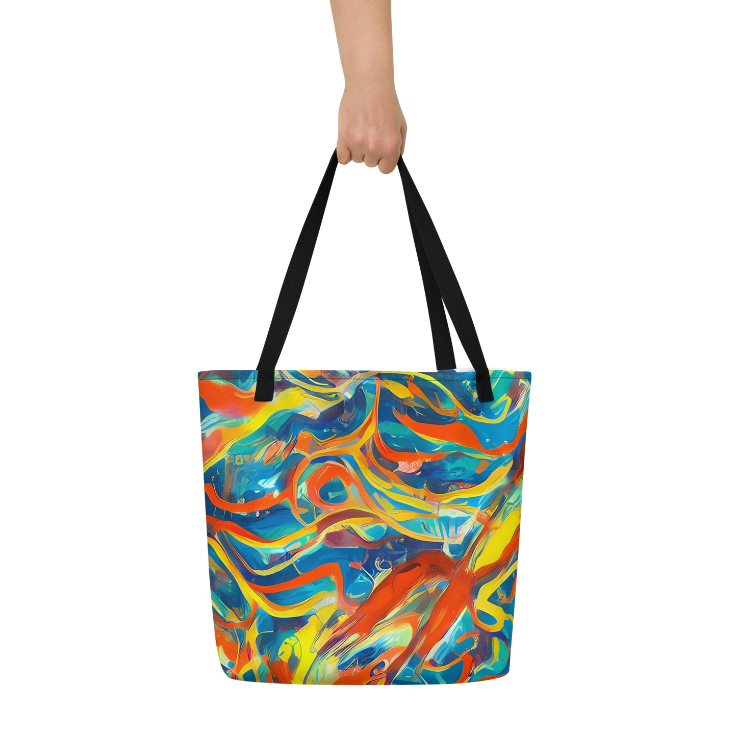 Large Tote Bag w/ Pocket - Chromatic Fusion