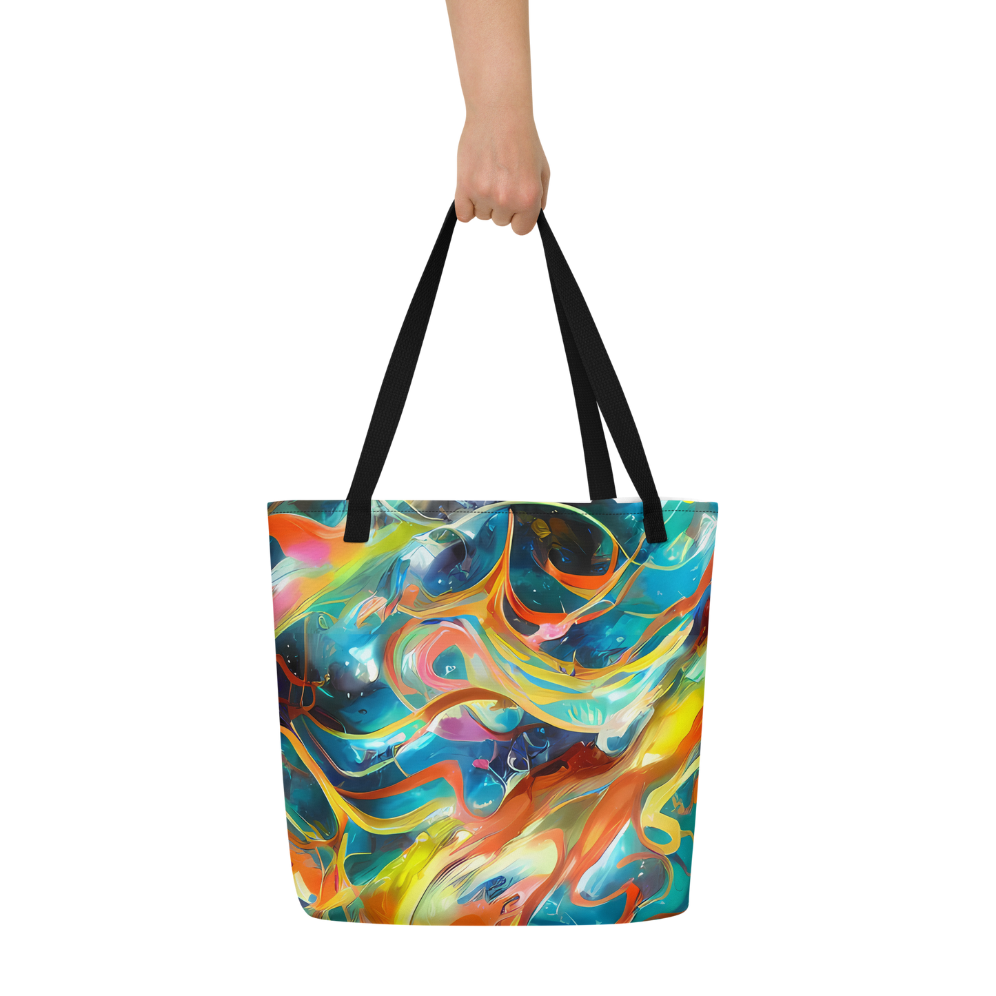 Large Tote Bag w/ Pocket - Cecily’S Swirl