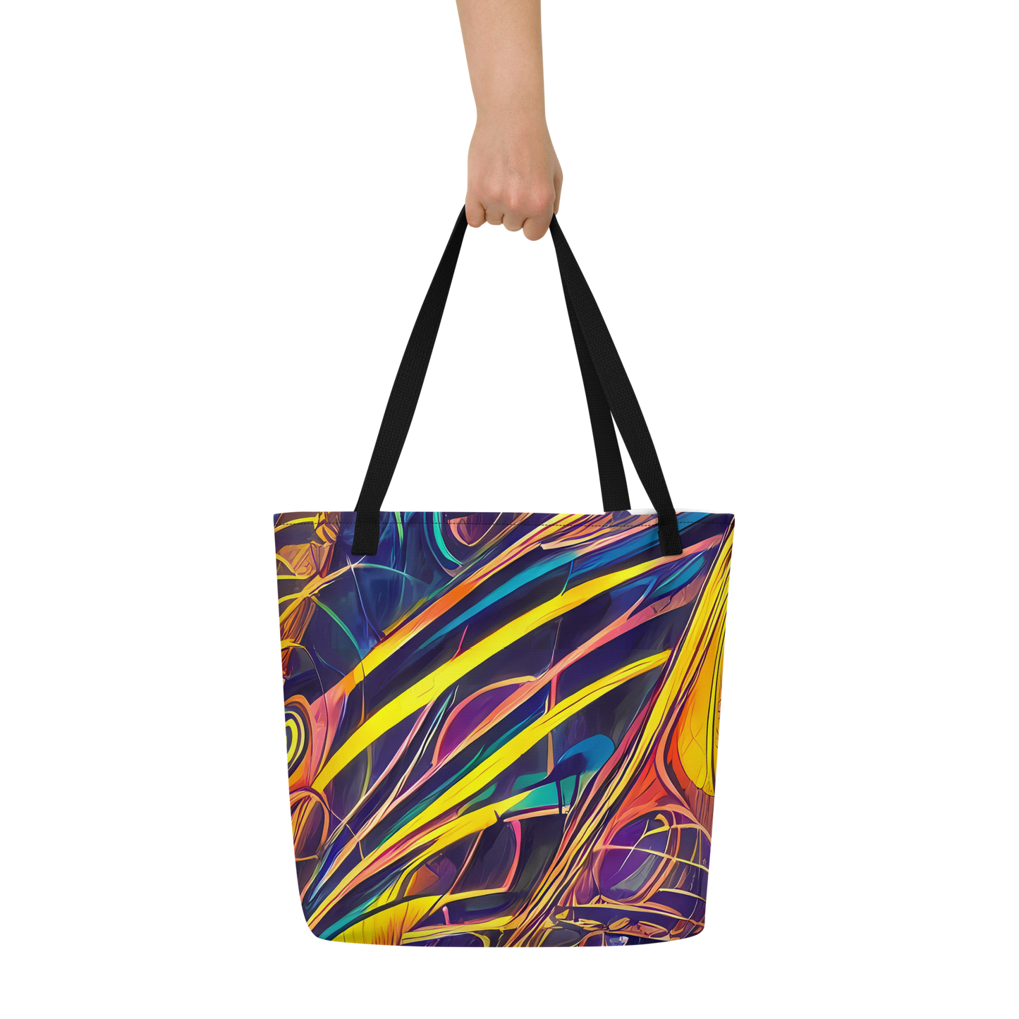 Large Tote Bag w/ Pocket - Vector Rhapsody