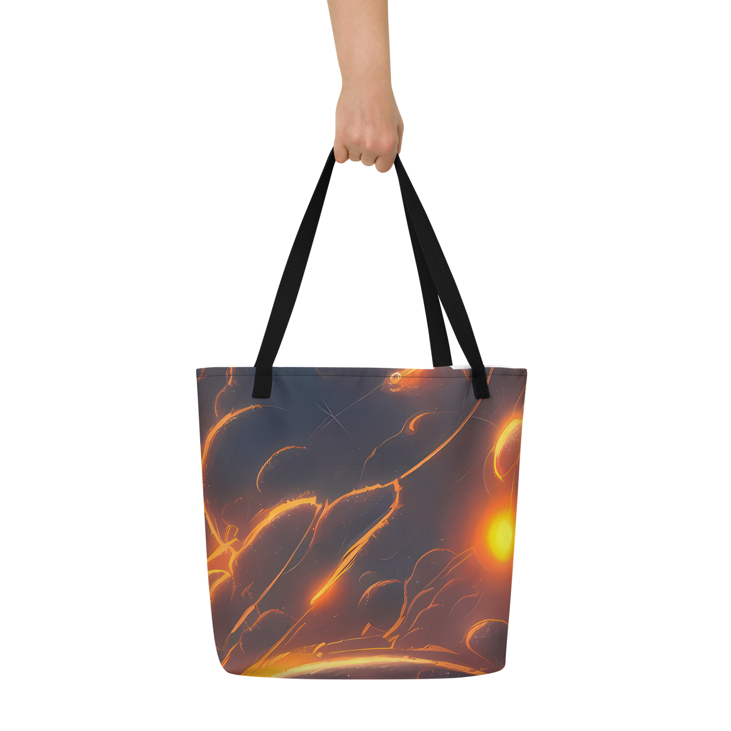 Large Tote Bag w/ Pocket - Inferno Spirals