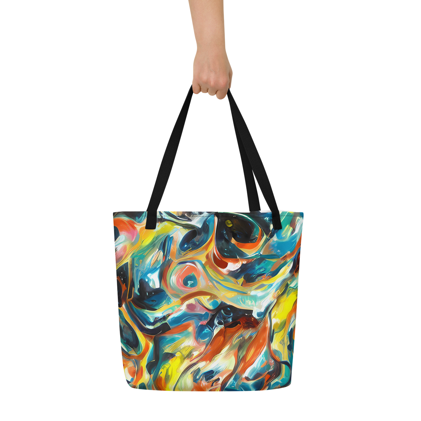 Large Tote Bag w/ Pocket - Chromatic Vortex