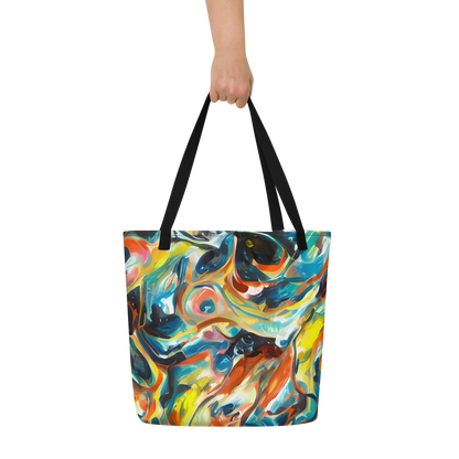 Large Tote Bag w/ Pocket - Chromatic Vortex