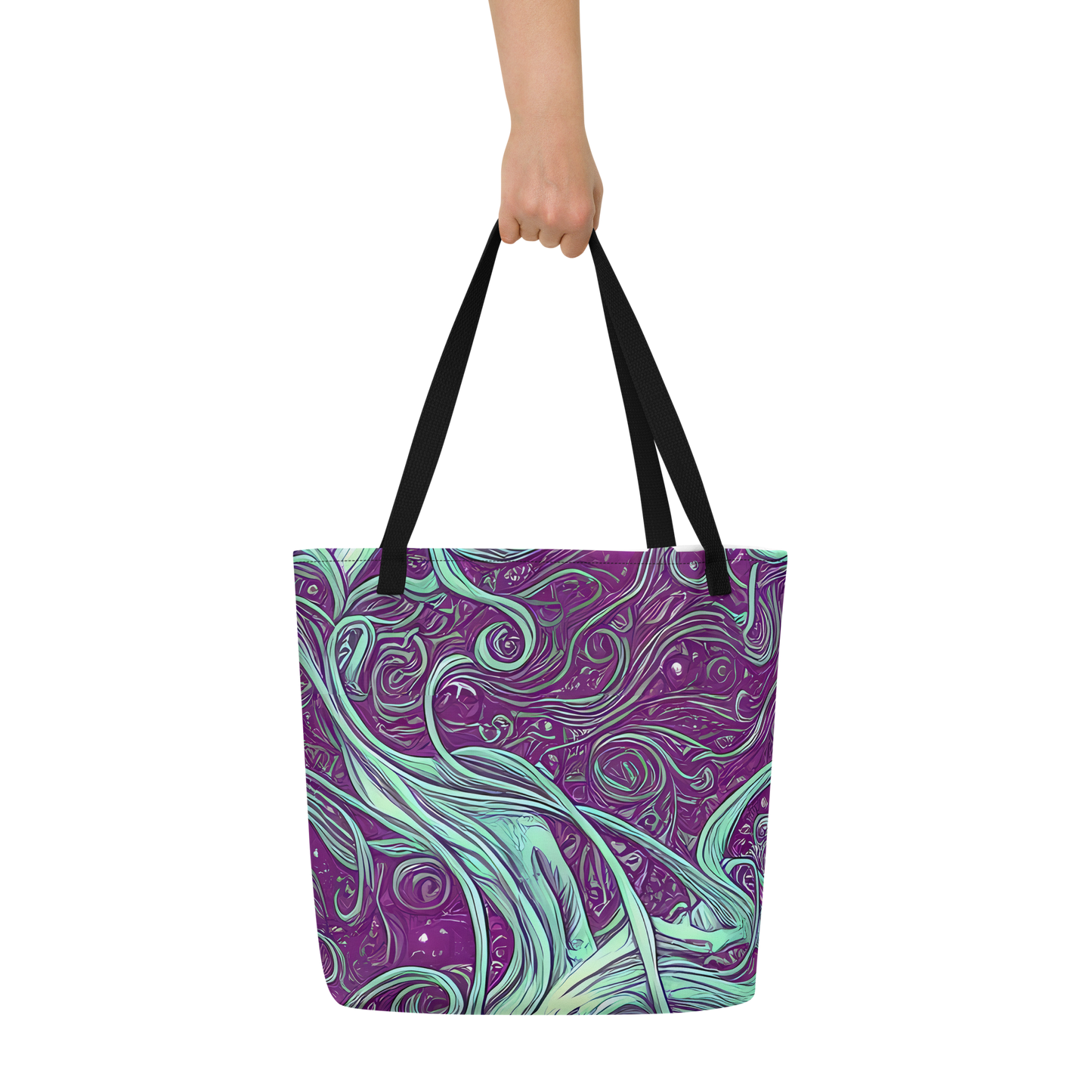 Large Tote Bag w/ Pocket - Temple Swirls