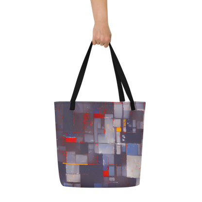 Large Tote Bag w/ Pocket - Cubist Rhythm