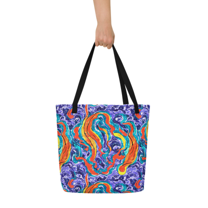 Large Tote Bag w/ Pocket - Galactic Waves