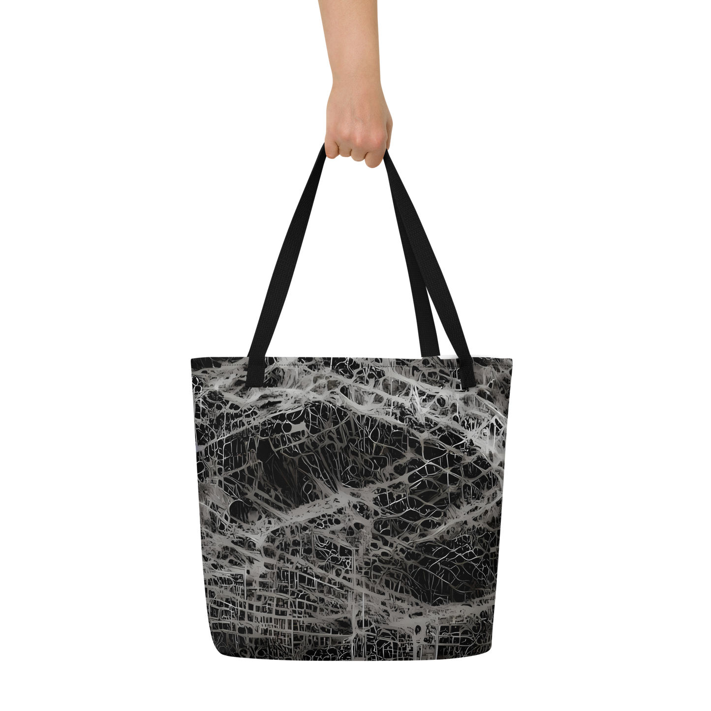 Large Tote Bag w/ Pocket - Monochrome Mesh