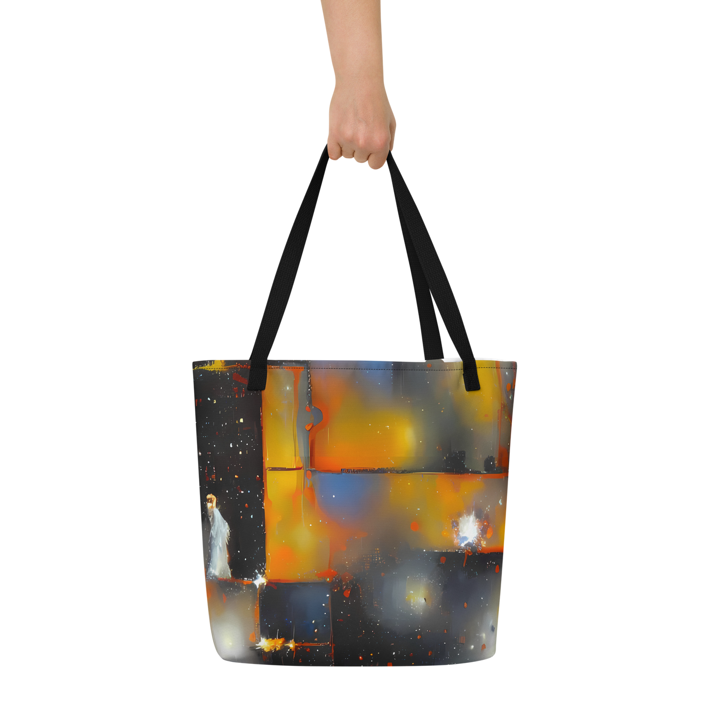 Large Tote Bag w/ Pocket - Monet's Matrix