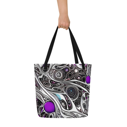 Large Tote Bag w/ Pocket - Neo-Noir Waves