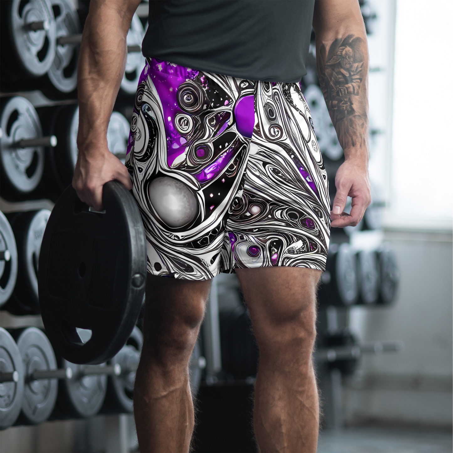 Men's Athletic Shorts - Neo-Noir Waves