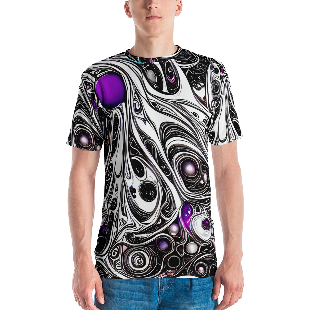 Men's Crew Neck T-Shirt - Neo-Noir Waves