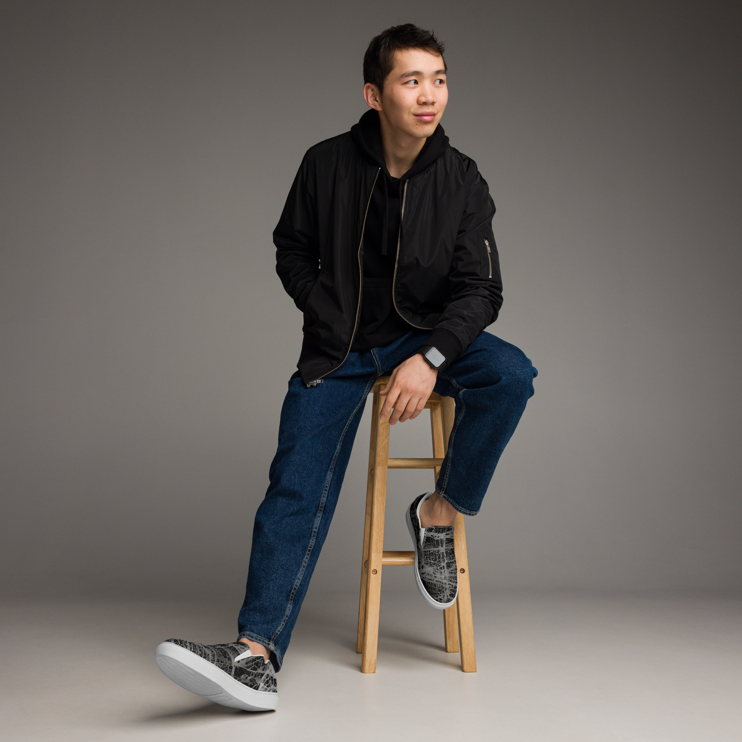 Men's Slip-On Canvas Shoes - Monochrome Mesh