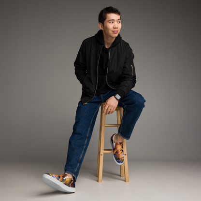 Men's Slip-On Canvas Shoes - Blooming Cosmos